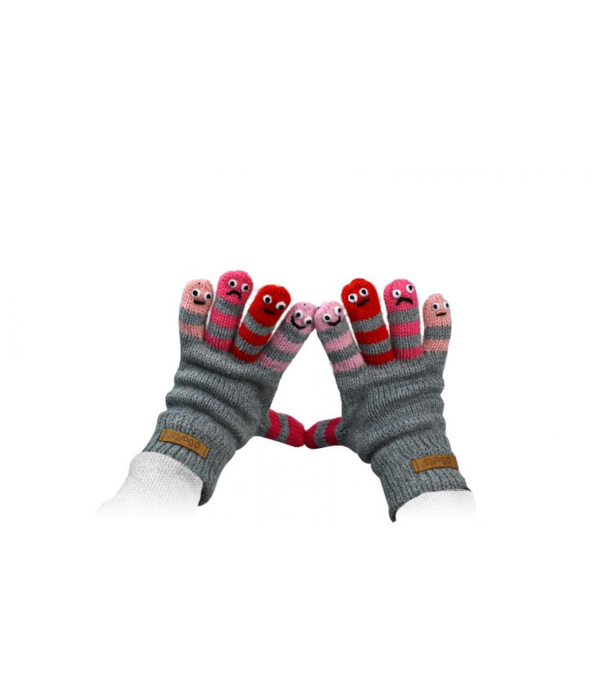 Barts grey pink gloves kids